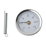 0-120℃ Stainless Steel Clamp-on Tube thermometer On Tube Heating Spring 63mm for Pipes, Surface,Oil, Power Plants, Boat,etc