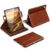 DTTO for iPad Air 13 inch Case M4 / M3 / M2 (2026/2025/2024), 360 Degree Rotating Premium Leather Folio Stand Cover with Pencil Holder, Deep Brown