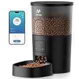 IMIPAW Automatic Cat Feeder, 5G WiFi Cat Food Dispenser with APP Remote Control, Pet Dry Food Smart Feeder, Programmable Timed Feeding, Dual Power Supply, 1-10 Meals Per Day, Desiccant Bag, Small pets