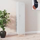 VGLQNRPT Modern Steel Locker Cabinet, 13.8in x 18.1in x 70.9in Tall Storage Unit with 4 Adjustable Shelves, Secure Locking Metal File Cabinet for Office, Home, Bedroom, School, White