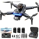 Drones with Camera for Adults 4K, GPS Drone with Obstacle Alert & Auto Return, 54 Mins Flight 3 Batteries, Brushless Motor, Foldable Mini Drone Under 249g, 5G WiFi- HYTOBP P17, Age 14+ (Black,Medium)