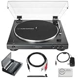 Audio-Technica Consumer AT-LP60XBT Stereo Turntable with Bluetooth (Black) Bundle with Record Cleaning Tool & Record Cover Stand + Cleaning Cloth (3 Items)