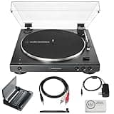 Audio-Technica Consumer AT-LP60XBT Stereo Turntable with Bluetooth (Black) Bundle with Record Cleaning Tool & Record Cover Stand + Cleaning Cloth (3 Items)