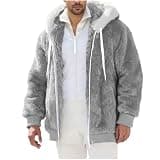 Beessbest Winter Coats for Men Fuzzy Sherpa Hoodie Long Sleeve Warm Jacket