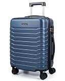 LIGHT FLIGHT Expandable Carry On Luggage 22x14x9 Airline Approved with Double Spinner Wheels, 20 Inch Lightweight Hard Shell Rolling Suitcases with TSA Lock, Blue