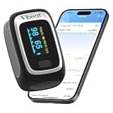Bluetooth Fingertip Pulse Oximeter, Vibeat SPO2 Monitor with Vihealth APP, Portable Finger Oxygen Sensor with Pulse Rate, Batteries and Lanyard Included, Black