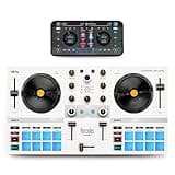 Hercules DJControl Mix Ultra Portable DJ Controller, Bluetooth Wireless DJ Mixer with Jog Wheels, 10-Hour Battery, Neural Mix, Compact DJ Deck for Beginners, Compatible with PC