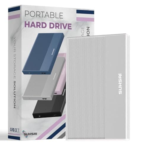 SUHSAI External Hard Drive 100GB HDD Data Backup - 2.5" Memory Expansion Portable USB 3.0 Hard Drive Compatible with Mac, Desktop, PC, PS4, PS5, Xbox One (Silver)