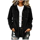 Women's Corduroy Jacket Long Sleeve Casual Shacket With Pockets