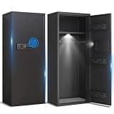 10~12 Rifles Biometric Gun Safe Large Space All-steel Gun Safe Electronic Password Fingerprint Safee with LED Light Magnetic Induction Light Removable Shelf for Storing Guns Cash Jewelry Document