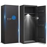 10~12 Rifles Biometric Gun Safe Large Space All-steel Gun Safe Electronic Password Fingerprint Safee with LED Light Magnetic Induction Light Removable Shelf for Storing Guns Cash Jewelry Document