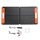 LICAEVEY 80W Portable Solar Panel, Foldable Monocrystalline Silicon Solar Charger with Double USB 12VDC Outputs, for Outdoor Camping Charging Electronic Devices (Black)
