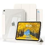 GKABXY Case for iPad (A16) 11th Generation 11 inch 2025, iPad 10th Generation 10.9 inch 2022, 2 in 1 Detachable Cover with Pencil Holder, 5 in 1 Y-fold Stand, Transparent Back (Cream White)