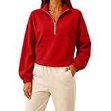 Women's Cropped Half Zip Sweatshirt Long Sleeve Oversized Pullover