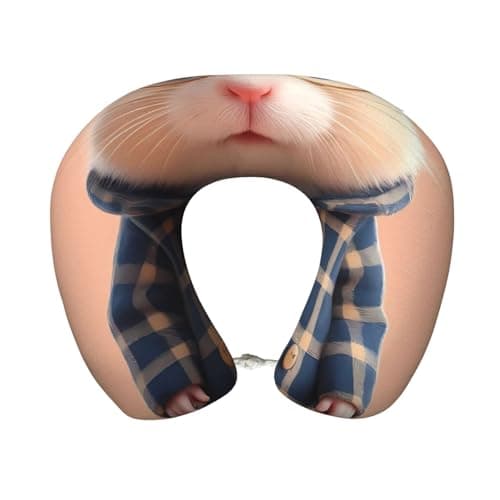 Fuzquwu Cute Mouse in Glasses Printed U-Shaped Travel Neck Pillow, Memory Foam Pillow for Airplane, Train and Car Travel