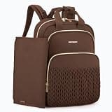 mommore Diaper Bag Backpack, Stylish Travel Baby Bag with Insulated Pockets, Changing Pad and Stroller Straps for Toddler (Coffee-27L, Large)