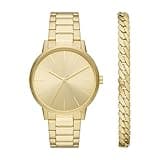 Armani Exchange A|X Men's Watch, Three-Hand Gold-Tone Stainless Steel Watch for Men and Bracelet Gift Set