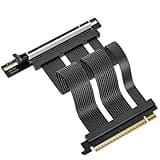 PCIe 5.0 Riser Cable X16, 200mm Right Angle for Vertical GPU Mount, Backward Compatible with PCIe 4.0, EMI Shielded, Fits ATX MATX Case for Professional Graphics Cards RTX 5080 5090 RX 9070 A100 A800
