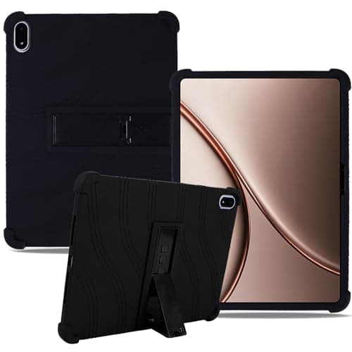 Case for OnePlus Pad 4,NOUKAJU Tablet Protection Case,Adjustable Bracket,Soft Silicone,Silicone Protection Cover for OnePlus Pad 4 Tablet 13.2inch(Black)