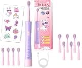 JTF Kids Electric Toothbrush with 10 Soft Brush Heads, Fun DIY Stickers, 5 Gentle Modes and Smart Timer, Safe & Effective for Sensitive Teeth, Children Sonic Toothbrush for Home & School, Ages 3+