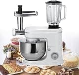3-in-1 Electric Stand Mixer With 6l Stainless Steel Bowl, 1.5l Blender & Meat Grinder - 6 Speed Multifunctional Kitchen Mixer For Baking, Cooking & Restaurants
