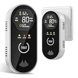 2-Pack 4-in-1 Plug-in Home Alert with LCD Display, Temperature & Humidity Sensor, Sound & Light Prompt, °F/°C Switchable for Home
