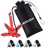 Moclear Kayak Anchor Kit, 1.5 lb Compact Folding Grapnel Anchor for Kayaks, Canoes, SUPs, Jet Skis, Small Boats - Lightweight Portable Marine Boat Anchor with Rust-Resistant Design (Red)