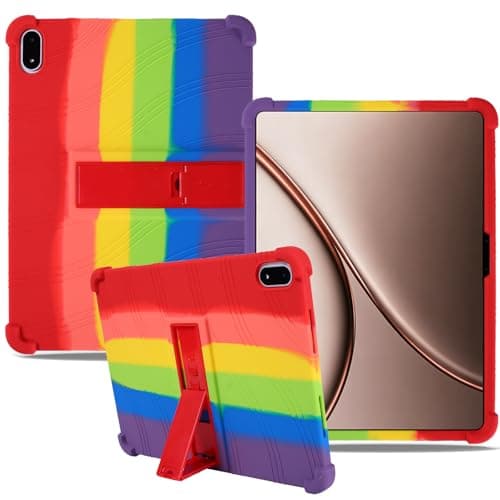 Case for OnePlus Pad 4,NOUKAJU Tablet Protection Case,Adjustable Bracket,Soft Silicone,Silicone Protection Cover for OnePlus Pad 4 Tablet 13.2inch(Rainbow)