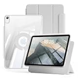 ZOYU Case for iPad A16 11th Generation 11 Inch 2025 / 10th Gen 10.9 Inch 2022 with Clasp, Magnetic Detachable Shockproof Cover with Trifold Stand, Hard Clear PC Back, Auto Wake/Sleep, Light Gray