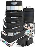 Veken 11 Set Packing Cubes for Travel,Anti-Wrinkle Buckled Suitcase Organizer with Shoe,Toiletry,Makeup Bag,Carry On Luggage Bag with 99+ Count Mesh Holes for Airplane & College Dorm Essentials