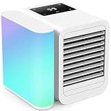 DRAWLEY Portable Air Conditioners Fan: Evaporative Mini Air Cooler with 7 Color Night light - USB Personal Air Cooler Desktop Ac Unit for Bedroom Room Office Home (Cream White)