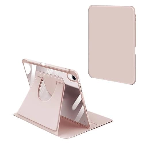 Compatible with Samsung Galaxy Tab A9 8.7 Inch 2023 SM-X110/X115/X117 Case,360 Degree Rotation Protective Stand Cover Clear Back Shockproof Case Slim Hard Back Shell Cover(Pink)