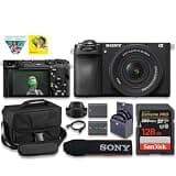 Sony a6700 Mirrorless Vlogger Camera with 16-50mm f/3.5-.6 OSS II Lens (ILCE-6700L) 43 Wide Angle, Compact APS-C Body for Photography and Video + Extra Battery + 128GB Card + Camera Case