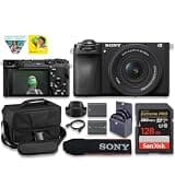 Sony a6700 Mirrorless Vlogger Camera with 16-50mm f/3.5-.6 OSS II Lens (ILCE-6700L) 43 Wide Angle, Compact APS-C Body for Photography and Video + Extra Battery + 128GB Card + Camera Case