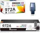 Miss Deer 972A Ink Cartridges High Yield Black, (with Upgrade Device) Compatible for HP 972 A 972X BK for PageWide Pro 477dw 577dw 452dw 477dn 452dn 577z 552dw 377dw Printer, Up to 4500 Pages, 1-Pack
