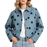 xiaoleilemon 2026 Womens Polka Dot Button Down Cropped Jackets