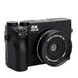 Luocute 5K Digital Camera with 3 Inch Screen, 75MP Dual Lens 18x Digital Zoom Retro Mirrorless Camera with WiFi and, for Photography Travel and Vlogging (White)