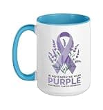 In November We Wear Purple Pancreatic Cancer Awareness Ceramic Mug, Blue/White, 15oz
