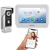 AMOCAM Wireless WiFi Video Doorbell Intercom System, 1080P Video Door Camera with Monitor, 7 Inch Touch Screen Video Door Phone, No Monthly Fees, Tuya APP Remote Intercom (Wired Power)