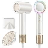 Zibtes High-Speed Ionic Hair Dryer with Diffuser for Curly Hair (White)