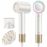 Zibtes High-Speed Ionic Hair Dryer with Diffuser for Curly Hair (White)