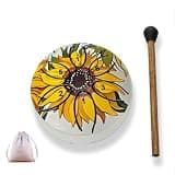 Mini Rain Drum, 3 Inches 6 Notes Steel Tongue Drum, Rain Music Maker Outside Masterpiece Art Style Portable Percussion Instrument, Garden Rain Drum for Outside, Meditation, Unique Gift (Sunflowers)