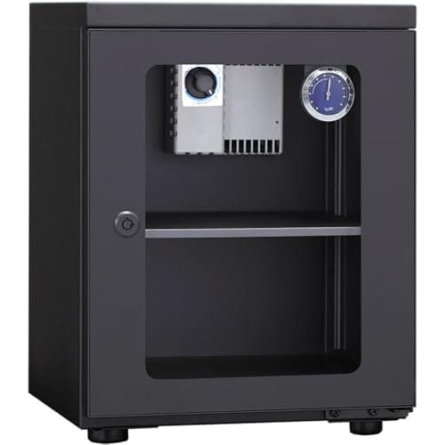 2 Layers Camera Dry Cabinet, 23L Electronic Moisture-proof Box, Noiseless and Energy Saving, Digital Control Camera Lens Dehumidifier for Photography Equipment, Adjustable Shelf (Black)