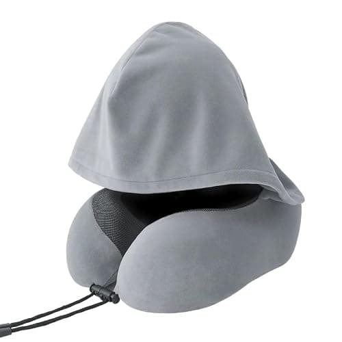 METAMONDE 8 M Hooded U-Shaped Memory Foam Travel Neck Pillow for Airplane and car
