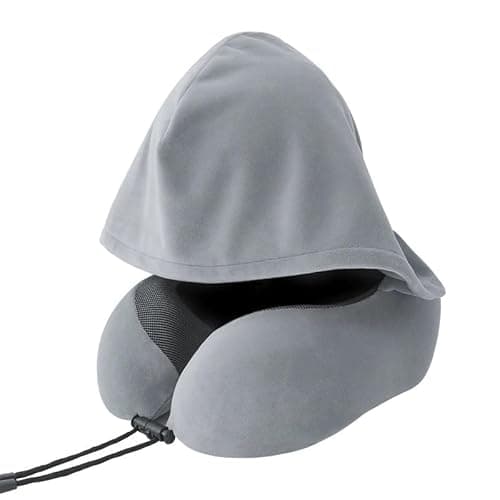 METAMONDE 8 M Hooded U-Shaped Memory Foam Travel Neck Pillow for Airplane and car