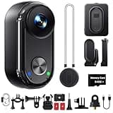 4K 30FPS Vlogging Camera, 64GB Hands-Free POV Camera, 98FT Waterproof Action camera with Case, Tiny Sport Cam 6-axis Stabilization, 150° Lightweight Thumb Bodycam 270min runtime, Mount Anywhere