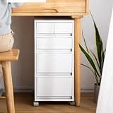 YHdtUO White Rolling Filing Cabinet with Caster Wheels 4 Drawer Vertical Storagefor Home Office & Bedroom Mobile Storage Solution for Documents & Supplies,/White-4 Drawers