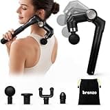 brenzo Deep Tissue Massage Gun, Cordless Percussion Muscle Massager with Extended Handle, Handheld Electric Massager for Back Body Pain Relief, Portable for Home Gym Office(Black)
