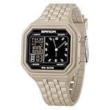 MASTOP Men’s Digital Sports Watch - 50M Water Resistant Military Outdoor Watch - Dual Display Analog Watch with Alarm Stopwatch (Khaki)