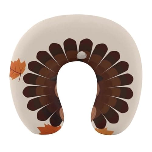 MUSM Maple Leaf Dark Brown Turkey Travel Pillow for Sleeping Comfortable Portable U Shaped Pillows for Airplane Car Train Lightweight Memory Foam Neck Pillow for Home Office Travelling